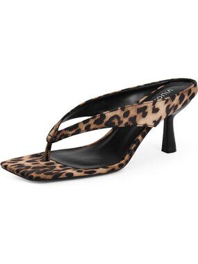 Women’s Leopard Kitten Heels Flip Flop Slip On Square Open Toe Low Heel Thong